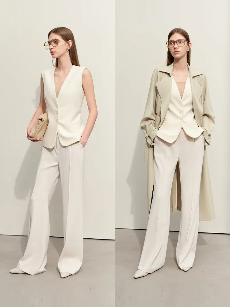 Minimalism Jacket Vests for Women 2025 Summer New Professional Style V-neck Slim Sleeveless Single-breasted Blouse 12441175