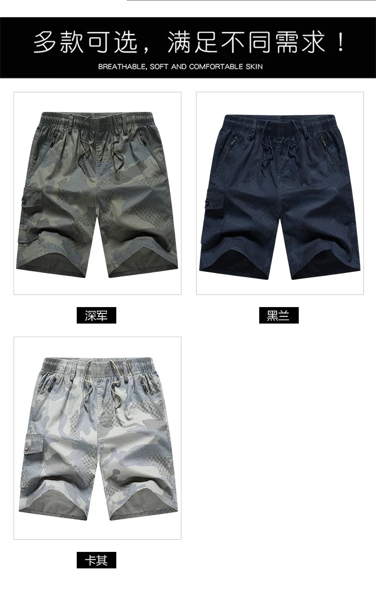 Men's Streetwear Sports Casual Shorts Big Size Loose Fit Knee Pants Man Clothes Fashion Zipper Pockets Drawstring Short Pants