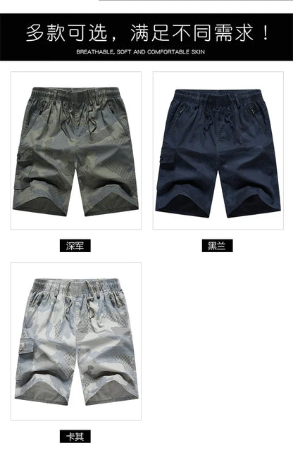 Men's Streetwear Sports Casual Shorts Big Size Loose Fit Knee Pants Man Clothes Fashion Zipper Pockets Drawstring Short Pants