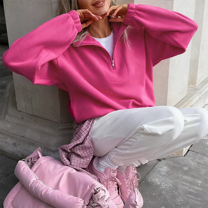 Original Pink Winter Lamb Fleece Hoodie Women Zipper Lapel Pullover флисовая кофта женская кофта женская