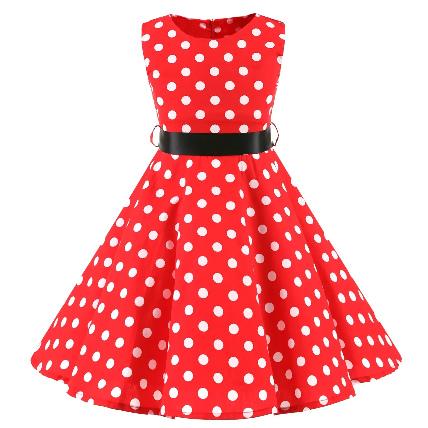 Girl's Retro Dress,Summer Princess Sleeveless Polka Dots Cotton Lightthin Romantic Floral 50s Vintage Dress Party Wedding Daliy