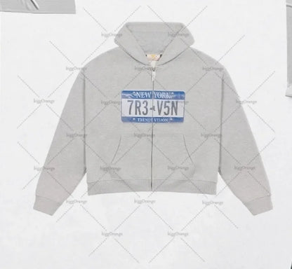Y2K Retro Zip Up Hoodie Hip-Hop Printed Letter Casual Streetwear For Men And Women Gothic Harajuku Fashion Oversized Sweatshirts