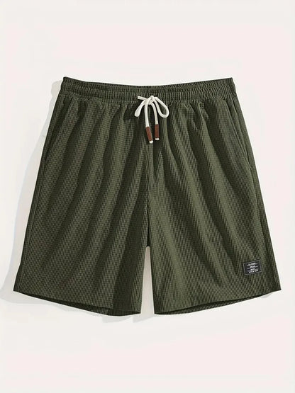 Men's Waffle Texture Shorts Summer Casual Sports Plus Size Loose Fit Knee-Length Shorts Male Oversized Streetwear Beach Pants
