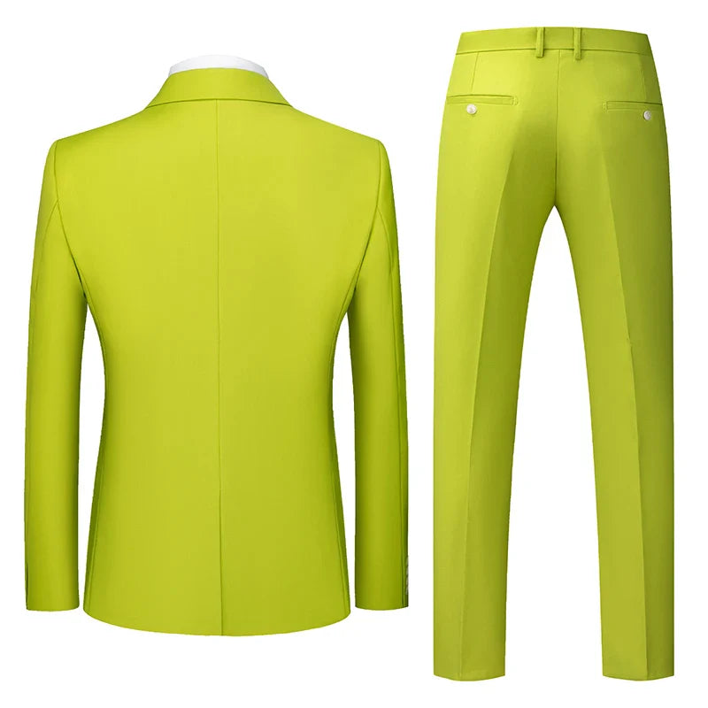 2026 New Men's Suit 3-Piece, Wedding Party Dress Jacket Vest Trousers, Fashion Slim Fit Blazer Waistcoat Pants Red Blue Green