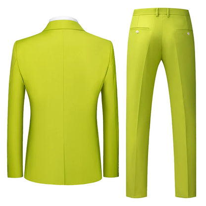 2026 New Men's Suit 3-Piece, Wedding Party Dress Jacket Vest Trousers, Fashion Slim Fit Blazer Waistcoat Pants Red Blue Green