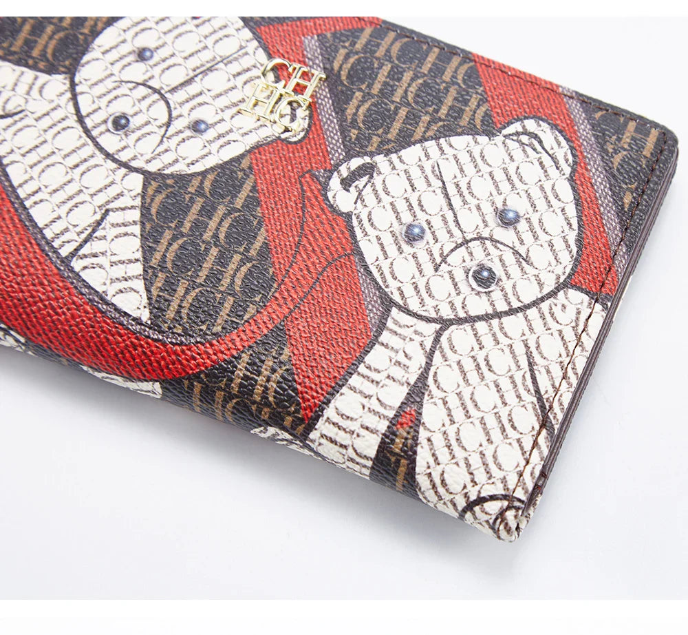 Women's Wallet CHCH Fashion Letter Cartoon Pattern Classic Retro Long Storage Wallet PVC Material Bag