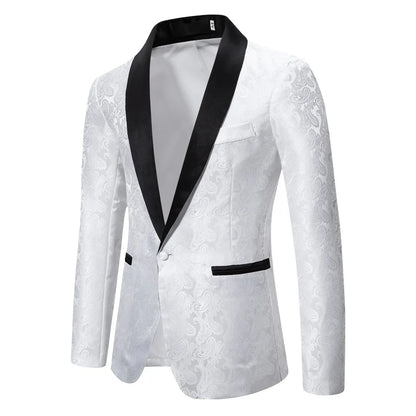 2026 New Men's Red Cashew Flower Blazer, Wedding Party Dress Jacket, White Blue Black Brands Blazers Coat, S M L XL XXL