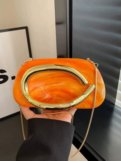 Women's Sealed Box Shaped Acrylic Clutch Fashion Dinner Wedding Party Handbag Elegant Luxury Designer Crossbody Shoulder Bag