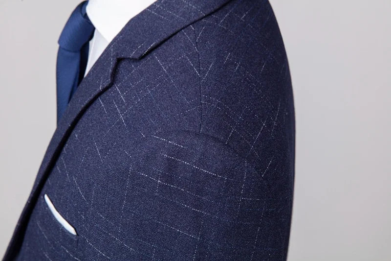 Men's Slim-fit 3-Piece Wedding Groom's Suit Vest Trousers High-end Fabric Double & Single Buckle Options M-4XL 2025