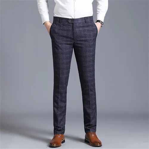 Autumn New Men's Suit Pants, Asian Sizes Office Trousers, Available in Blue, Red, Gray, and Black.