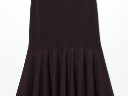 2026 Women Summer Fashion Solid Midi Dress Side Zipper Pleated Woman Ship-type Short Sleeved Stitching Holiday Party Dress