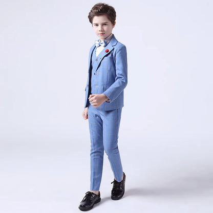 Top Quality Big Boys Suit For Wedding Teenager Kids Formal Tuxedo Dress Children Photograph Blazer Party Performance Costume