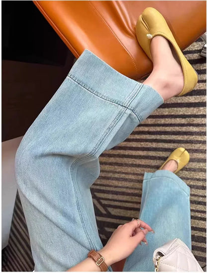 Women's Plus Size Straight-Leg Jeans Autumn Slimming Bell Bottoms 2025 New Arrival Trendy Pants Nine-Point Length