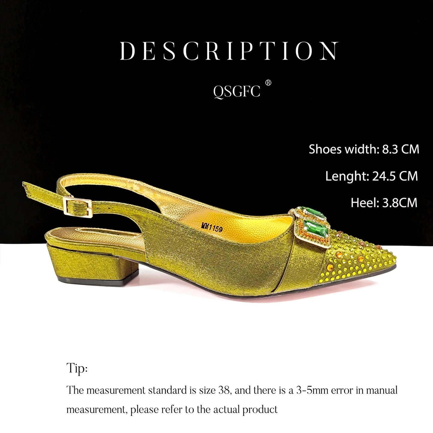 New Italian Olive Pumps and Bag for Party 2024 INS Style Pointed-Toe Rhinestone Elegant Low Heels Wedge for Wome
