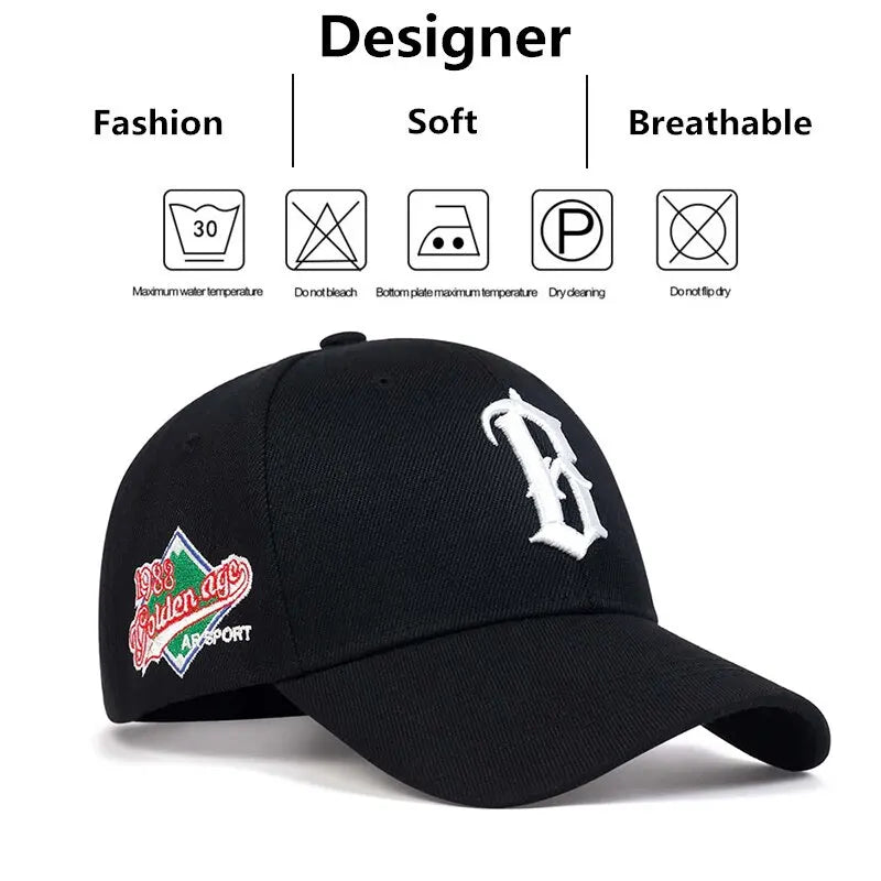 Fashion B Letter Embroidery 1988 Hip Hop Hats Outdoor Adjustable Casual Baseball Caps Sunscreen Hat