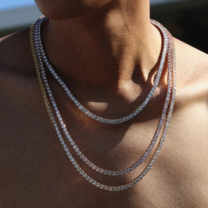 Premium Unisex Moissanite Tennis Necklace for Men Original 925 Sterling Silver Hip Hop Tennis Bracelets for Women