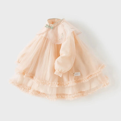 Children Mesh Dresses Girls Clothing Autumn Spring Baby Elegant Outdoors Dress Princess Party Long Sleeves DB1261009