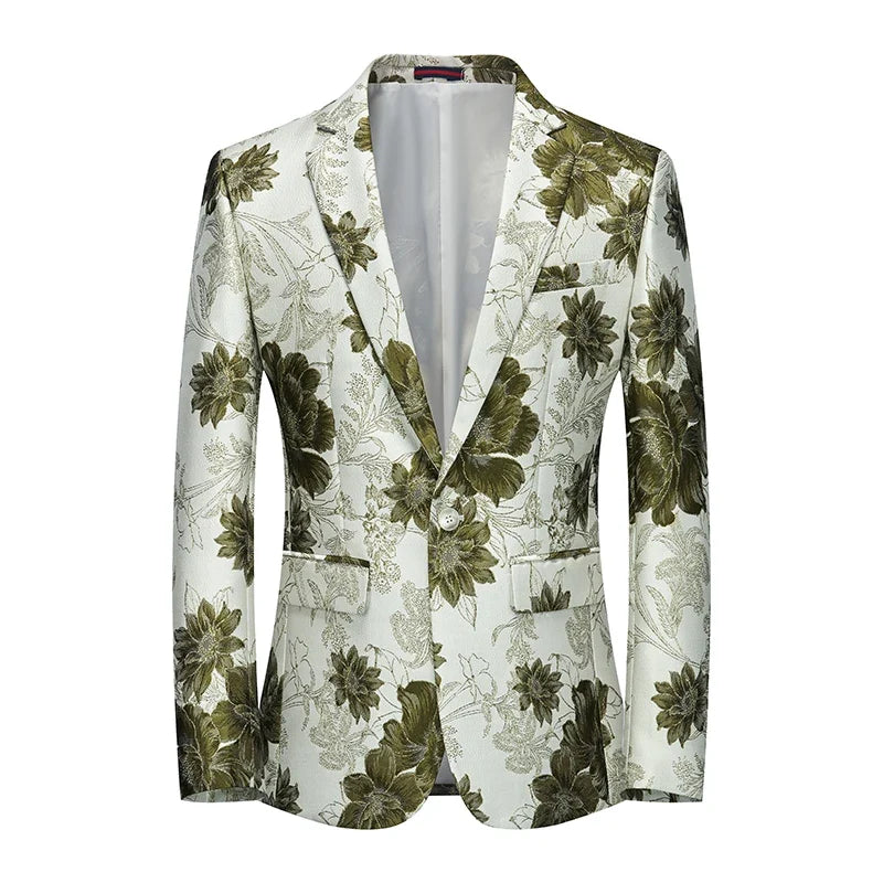 2026 New Men's Pink Embroidered Suit Jacket, Wedding Party Dress Coat, Fashionable Slim Male Blazers, Asian Size M-5XL 6XL