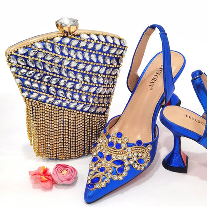 2023 New Fashion Simple And Versatile Silver Pointed Toe High Heels Comfortable To Wear Party Ladies Shoes And Bag