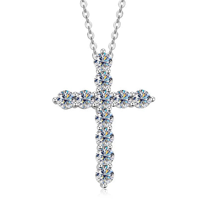 GRA Certified 3.5MM Moissanite Cross Pendant Necklaces for Women S925 Sterling Silver Clavicle Chains Fine Jewelry Gift