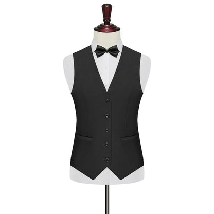 Men 2-piece Set British Style Single-breasted V-neck Vest Man Straight-leg Pant Male Slim Wedding Office Casual Outfit