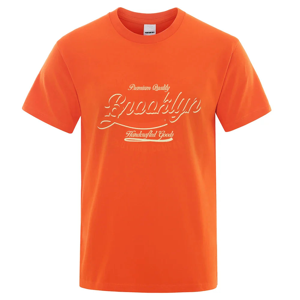 Letter, Brooklyn, New York City, Usa T Shirt Men Fashion O-Neck Tshirts Summer Cotton Tops Fashion Loose Street Hip Hop T-Shirts
