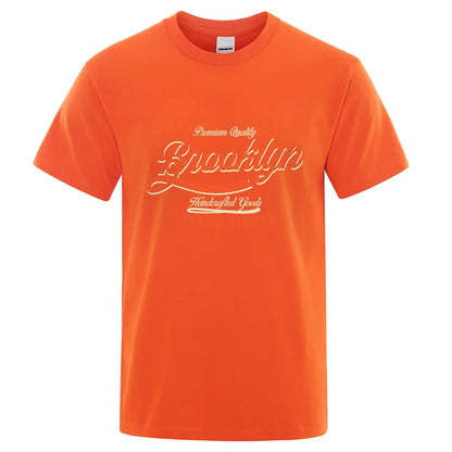 Letter, Brooklyn, New York City, Usa T Shirt Men Fashion O-Neck Tshirts Summer Cotton Tops Fashion Loose Street Hip Hop T-Shirts