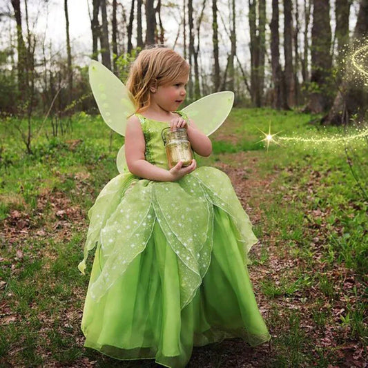Girls Tinkerbell Fairy Dresses LED Light Up for Girls Costume Kids Cosplay Flower Fairy Princess Clothes Christmas Party Outfit