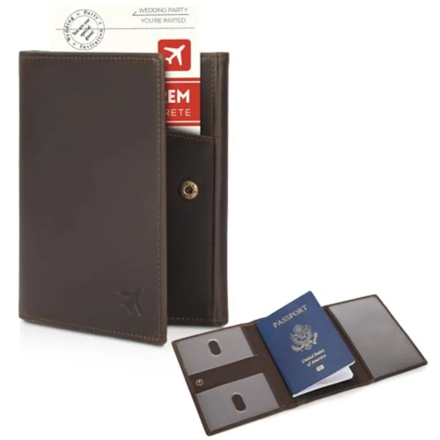 Polare Napa Leather Pilot Wallet Passport Holder RFID Blocking Tri-fold Travel Cover Document Organizer for Aviation Profession