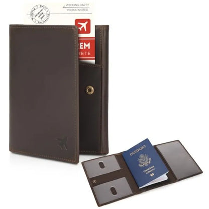 Polare Napa Leather Pilot Wallet Passport Holder RFID Blocking Tri-fold Travel Cover Document Organizer for Aviation Profession