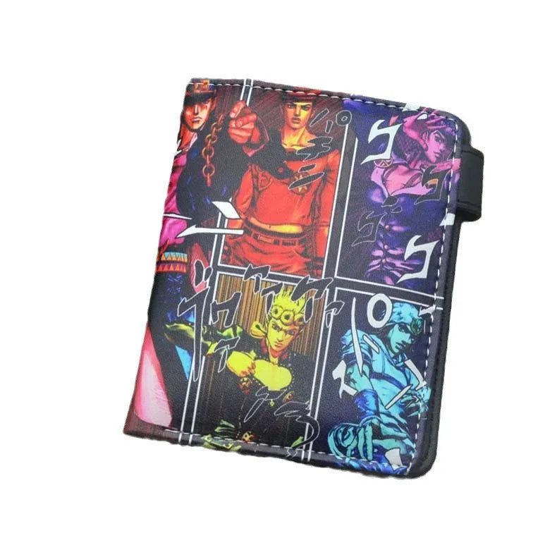 Anime JoJo's Bizarre Adventure - Portefeuille pliant en cuir synthétique PU kaki pour homme - Porte-monnaie cool Kujo Jotaro avec pince à billets