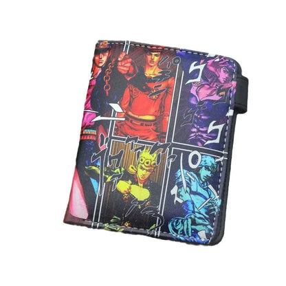 Anime JoJo's Bizarre Adventure - Portefeuille pliant en cuir synthétique PU kaki pour homme - Porte-monnaie cool Kujo Jotaro avec pince à billets