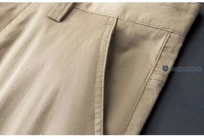 Brand Clothing Spring Summer Men's Casual Pants 97%Cotton Straight Solid Color Business Leisure Long Trousers Khaki Grey Blue