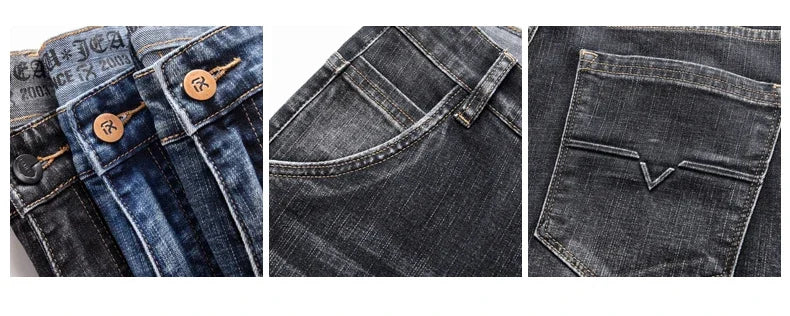 Autumn Winter New Business Men's Jeans Classic Fashion Stretch Washed Casual Denim Trousers Comfortable Straight Male pants