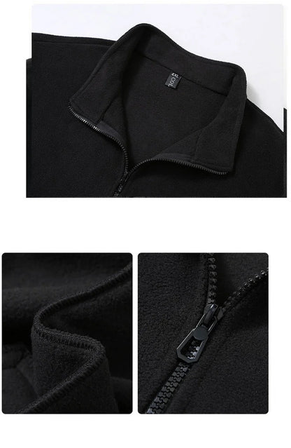 Solid Color Polar Fleece Jacket Men Winter Thcik Warm Fleece Jacket Coat Plus Size 12XL Fashion Casual Polar Fleece Coat Male