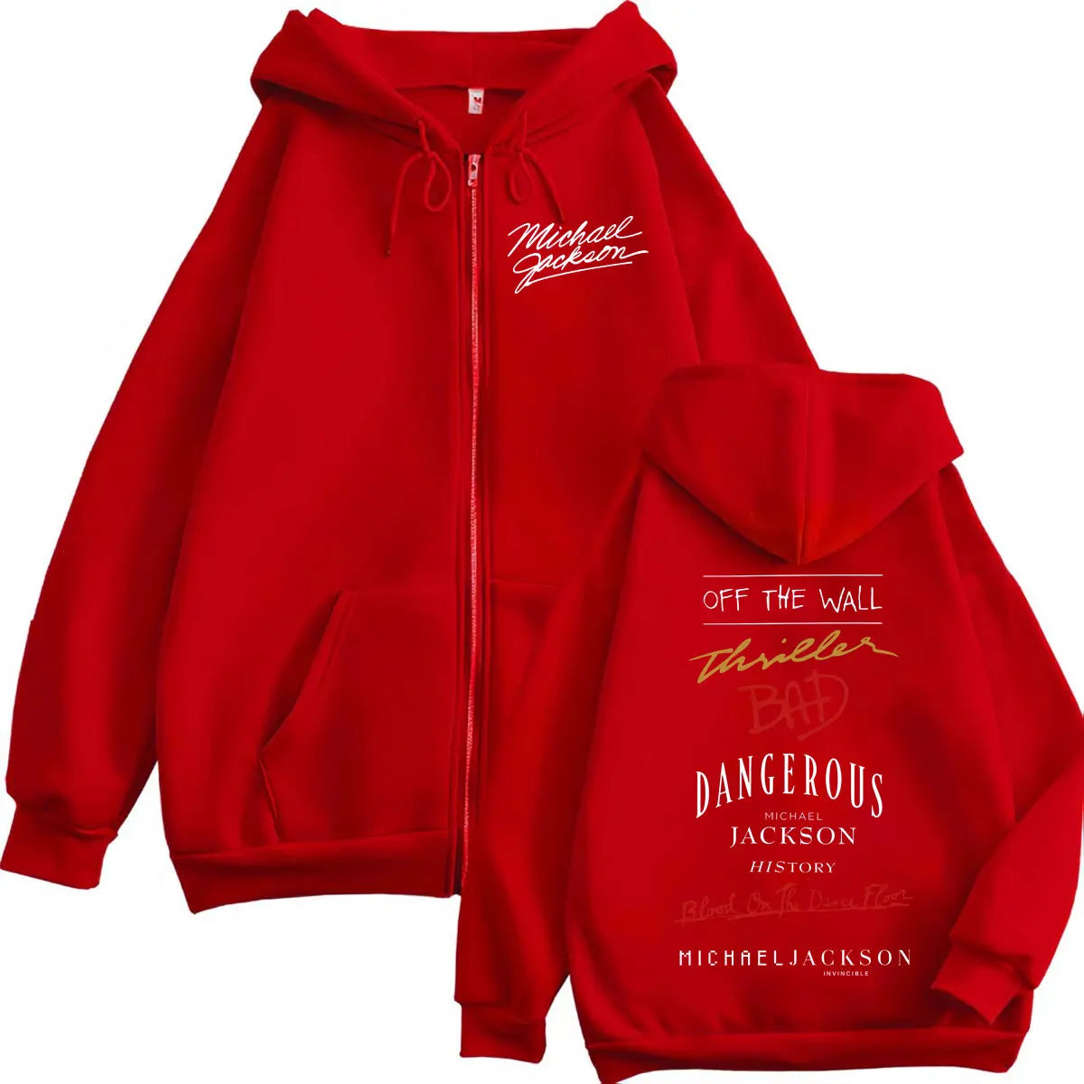 90's Rock Singer Michael Jackson Album Print Zipper Hoodie High Quality Fashion Zip Up Pullovers Men Women Oversized Sweatshirts