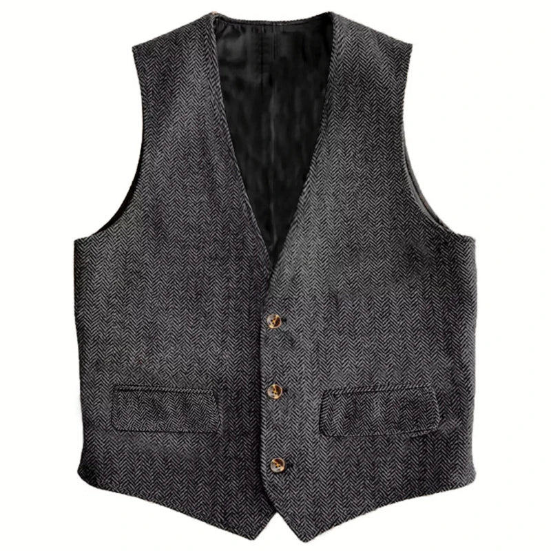 Men Vest Brown Herringbone Single Button Waistcoat Vintage Regular Slim For Wedding Banquet Work Business Casual Men Suit Vest