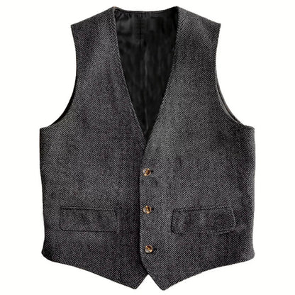 Men Vest Brown Herringbone Single Button Waistcoat Vintage Regular Slim For Wedding Banquet Work Business Casual Men Suit Vest