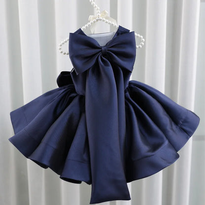 Big Bow Baby Girls Party Dress Toddler 1st Birthday Baptism Princess Kids Dresses for Girl White Wedding Prom Christmas Costumes