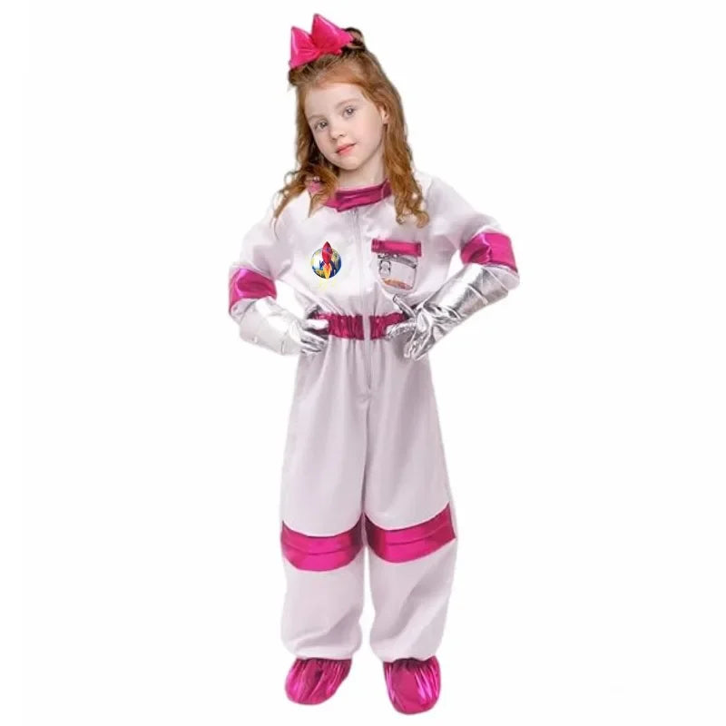 Halloween Astronaut Cosplay Costume Kids Boy Girl Jumpsuit Cartoon Space Party Spaceman Outfit White Spacesuit Bodysuit Clothing
