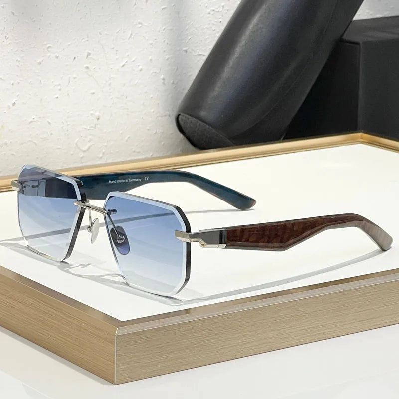 Germany Design Rimless Sunglasses for Men Women Big Square Alloy Acetate High Quality Irregular Classical Vintage UV400 Glasses
