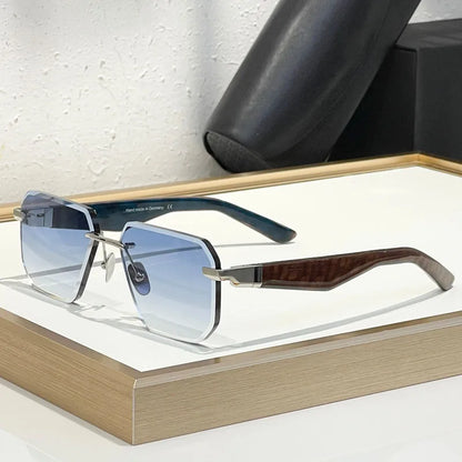 Germany Design Rimless Sunglasses for Men Women Big Square Alloy Acetate High Quality Irregular Classical Vintage UV400 Glasses