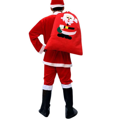 7PC Santa Claus Costume Sets Christmas Party Prom Adult Role Playing New Year Christmas Clothing Adult Character Cosplay Costume