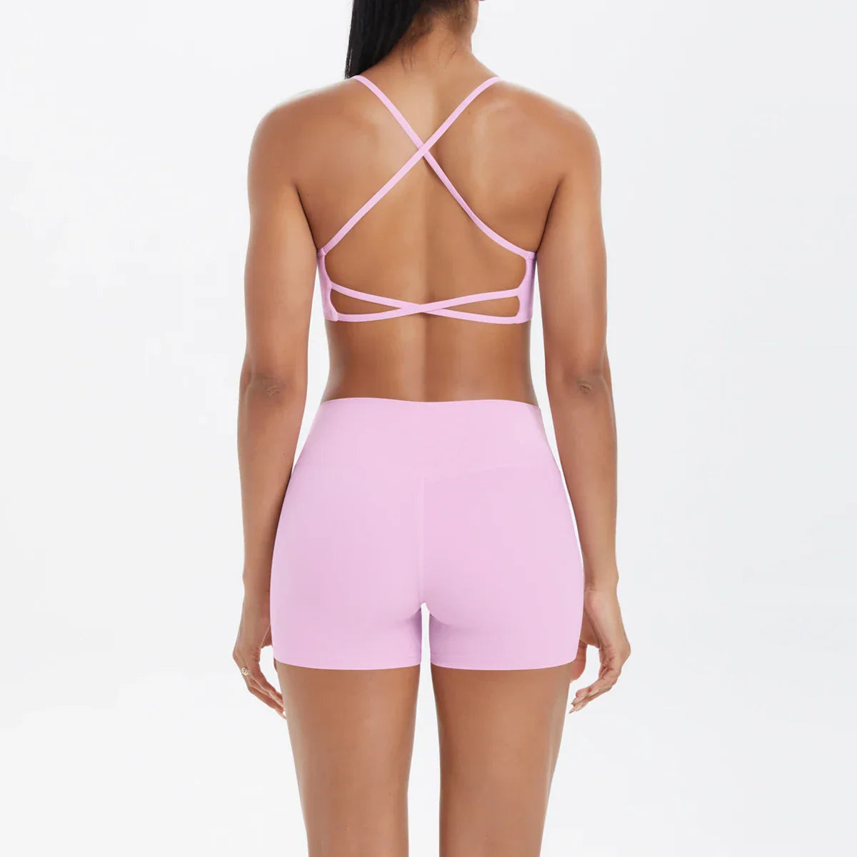 2PCS Yoga Clothes  Halter Yoga Top Set Fitness Gym Suit Crossover Back Sports Underwear Workout Gym Shorts Fitness High Waist