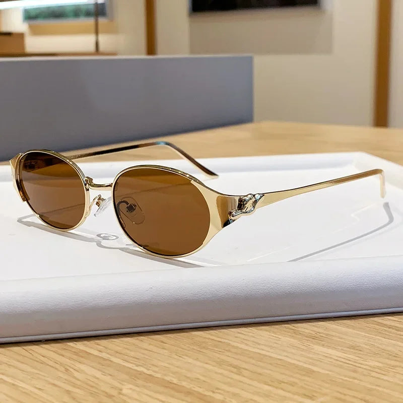 2026 New Fashion Brand Luxury Designer Sunglasses Women Leopard Vintage Trendy Oval Top Shades Punk Travel Party Elegant Glasses