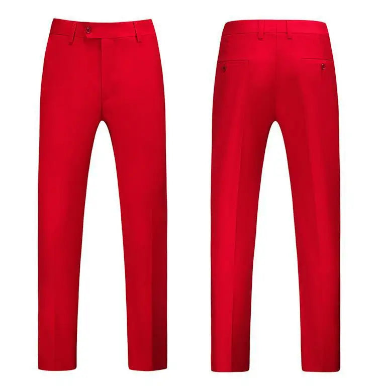 19 Colors High Quality Men's Solid Color Slim Fit Suit Pants Fashion Formal Business Social Groom Wedding High End Trousers