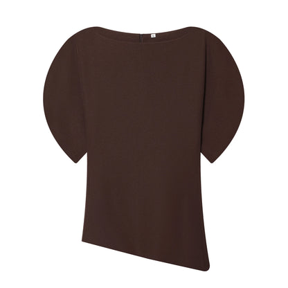 Spring Summer Women Casual Asymmetrical T-Shirts Fashion Solid Female O-Neck Short Puff Sleeve Blouse Lady Office Chic Tops
