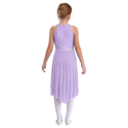 Toddler Girls Rhythmic Gymnastics Ballet Lyrical Contemporary Dance Costume Rhinestone Leotard Skating Jersey Tango Dresses