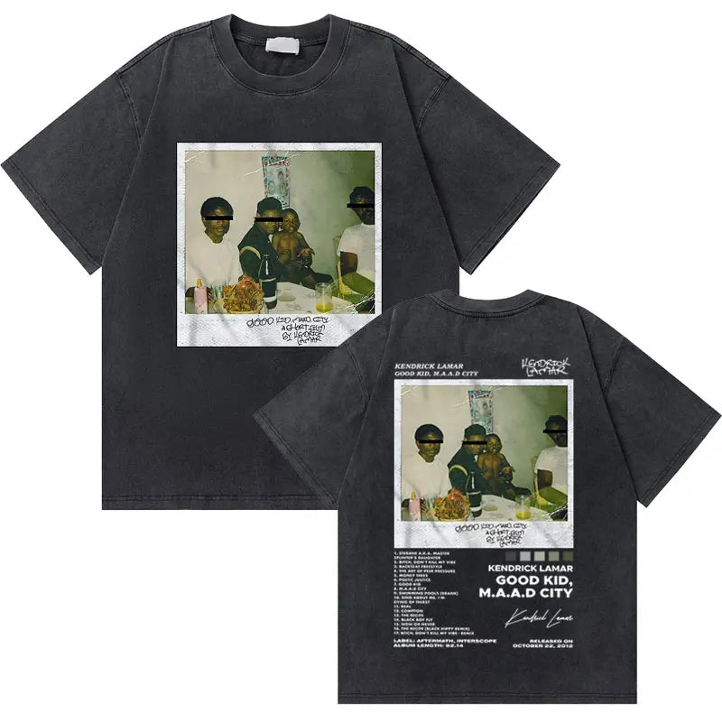 Washed Vintage Rapper Kendrick Lamar Good Kid Money Trees T-shirts Men Hip Hop Retro Oversized Tshirt Male Fashion Trend T Shirt