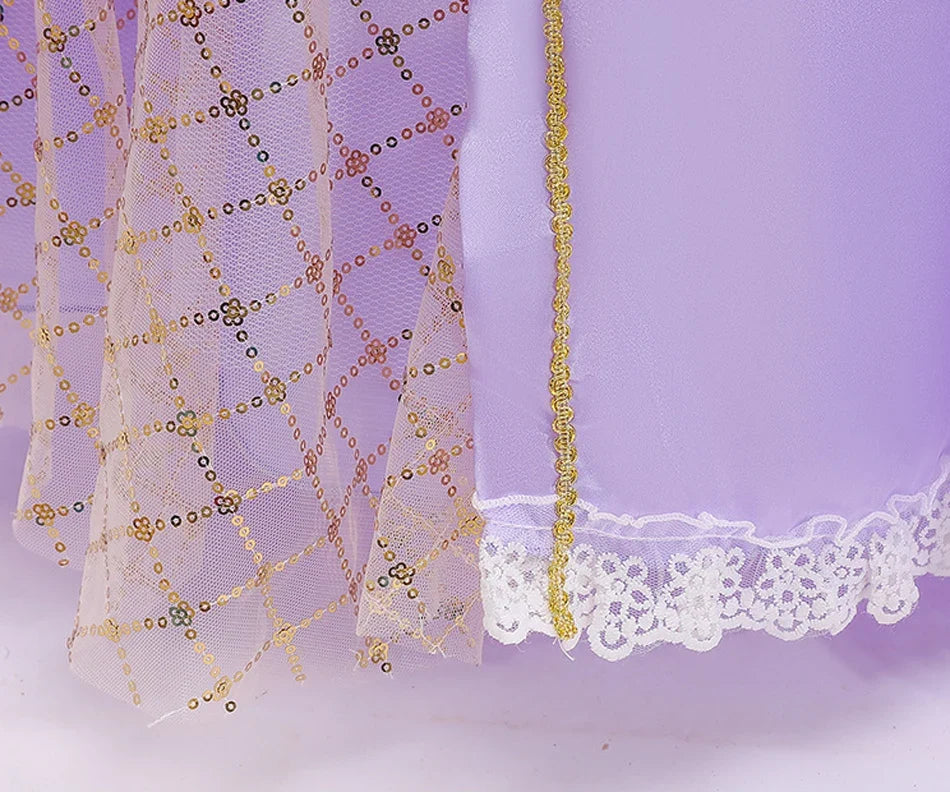 Rapunzel Purple Dress Princess Costume Sets Children Birthday Carnival Halloween Party Fancy Girls Ball Gown Cosplay Clothes